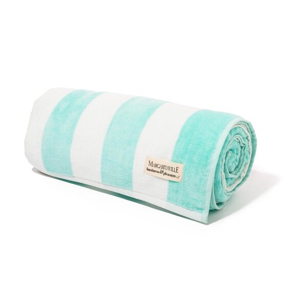 Business & Pleasure  Co. Large Retro Aqua Stripes Beach Blanket Towel NWT - Picture 5 of 6